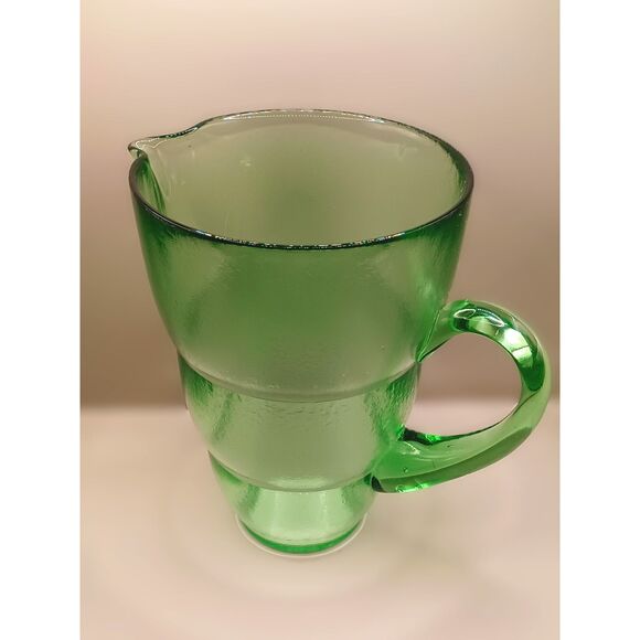Vintage Emerald Green Glass Bubble Ring Juice Beverage Pitcher - Picture 11 of 16